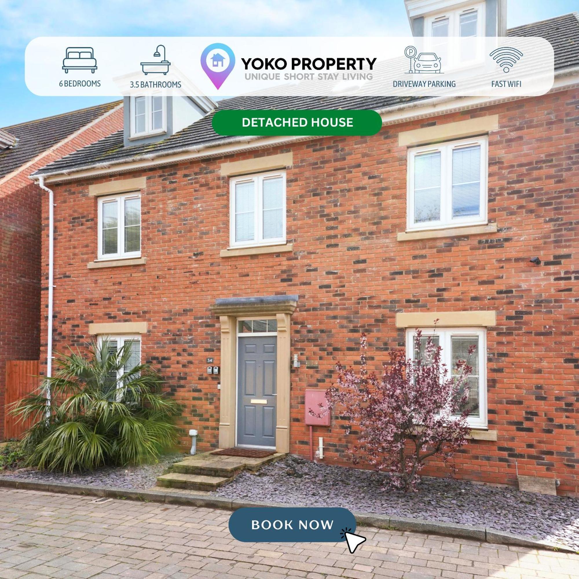 Stylish 6 Bedroom 3 Bathroom Detached House With Free Parking, Super-fast Wifi, Pool Table, Smart Tvs With Netflix By Yoko *